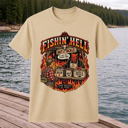 Fishin' Hell Devil Bait and Tackle Funny Fishing T-Shirt