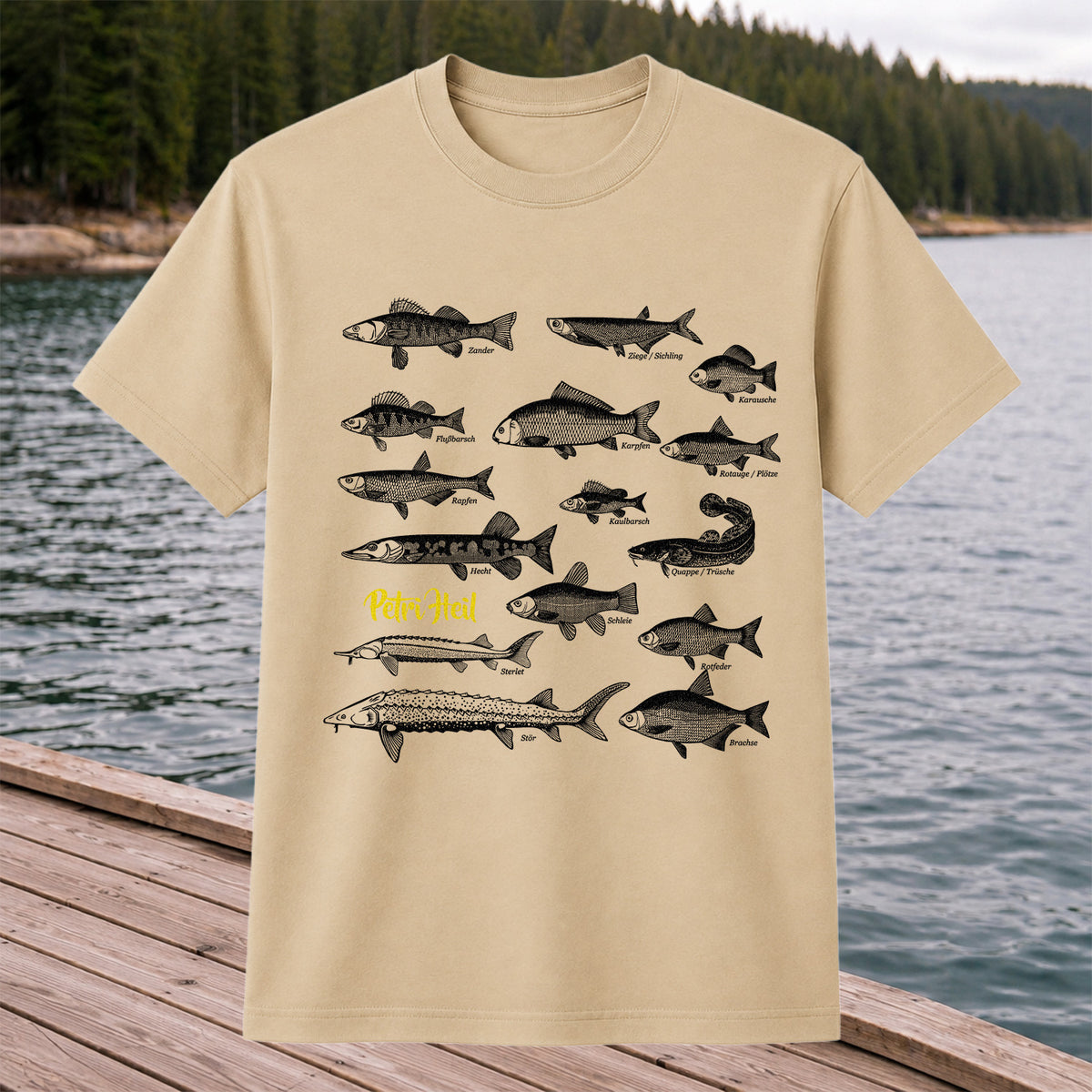 German Freshwater Fish Species Chart Fishing Graphic T-Shirt