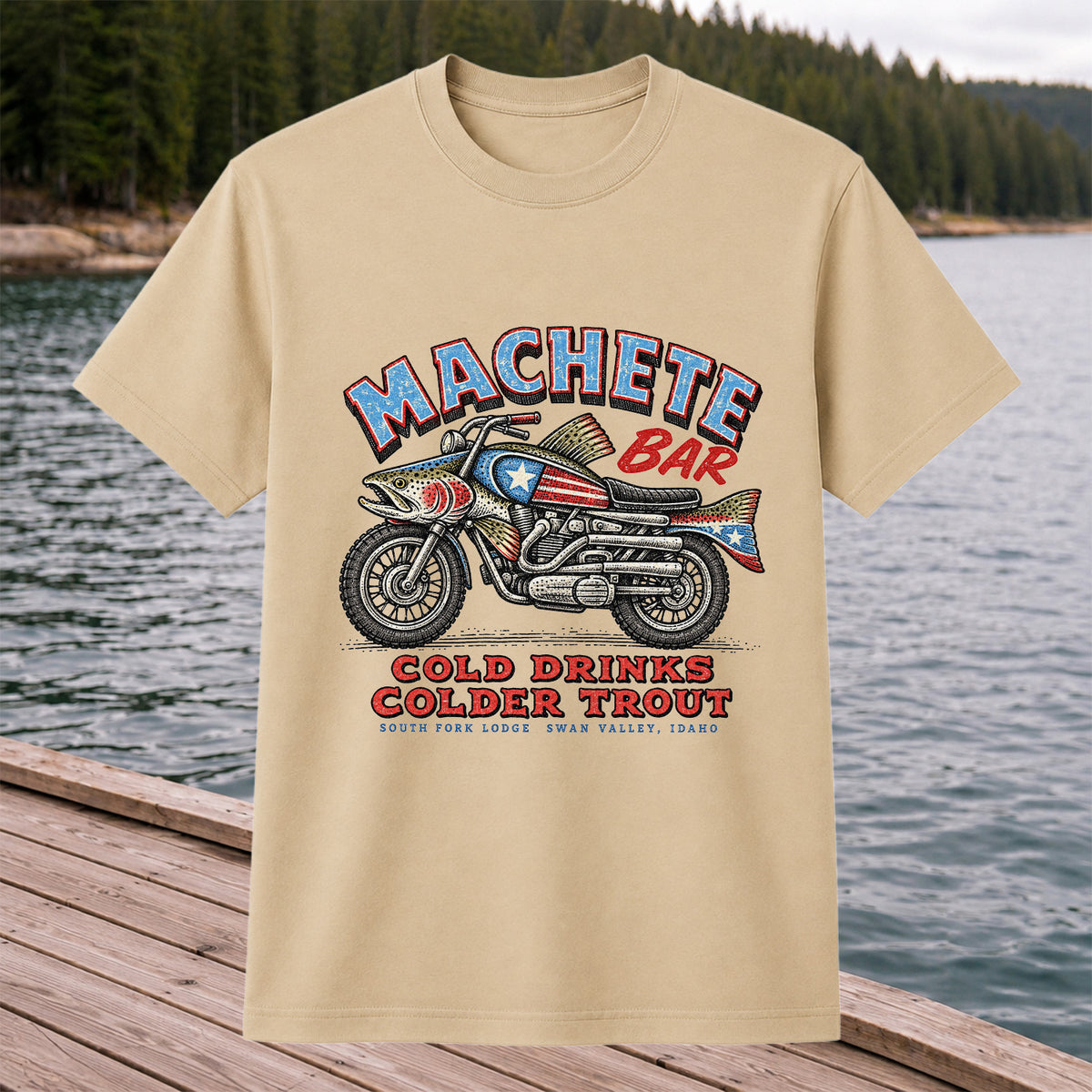 Machete Bar Cold Drinks Colder Trout Fishing T-Shirt