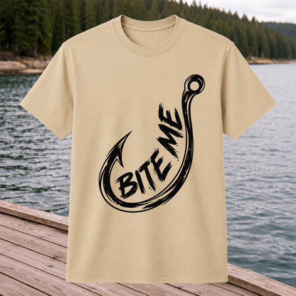 Bite Me Fishing Hook Funny Angler Graphic T-Shirt