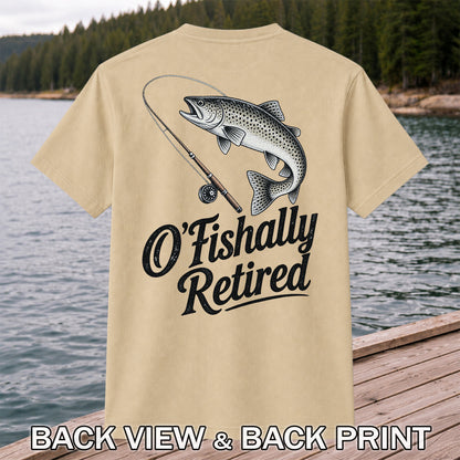 Retired Trout Fishing Rod Graphic T-Shirt | Back Print