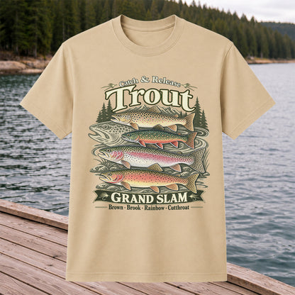 Catch and Release Trout Grand Slam Fishing Graphic T-Shirt