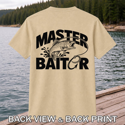 Master Baiter Funny Trout and Fishing Hook T-Shirt | Back Print