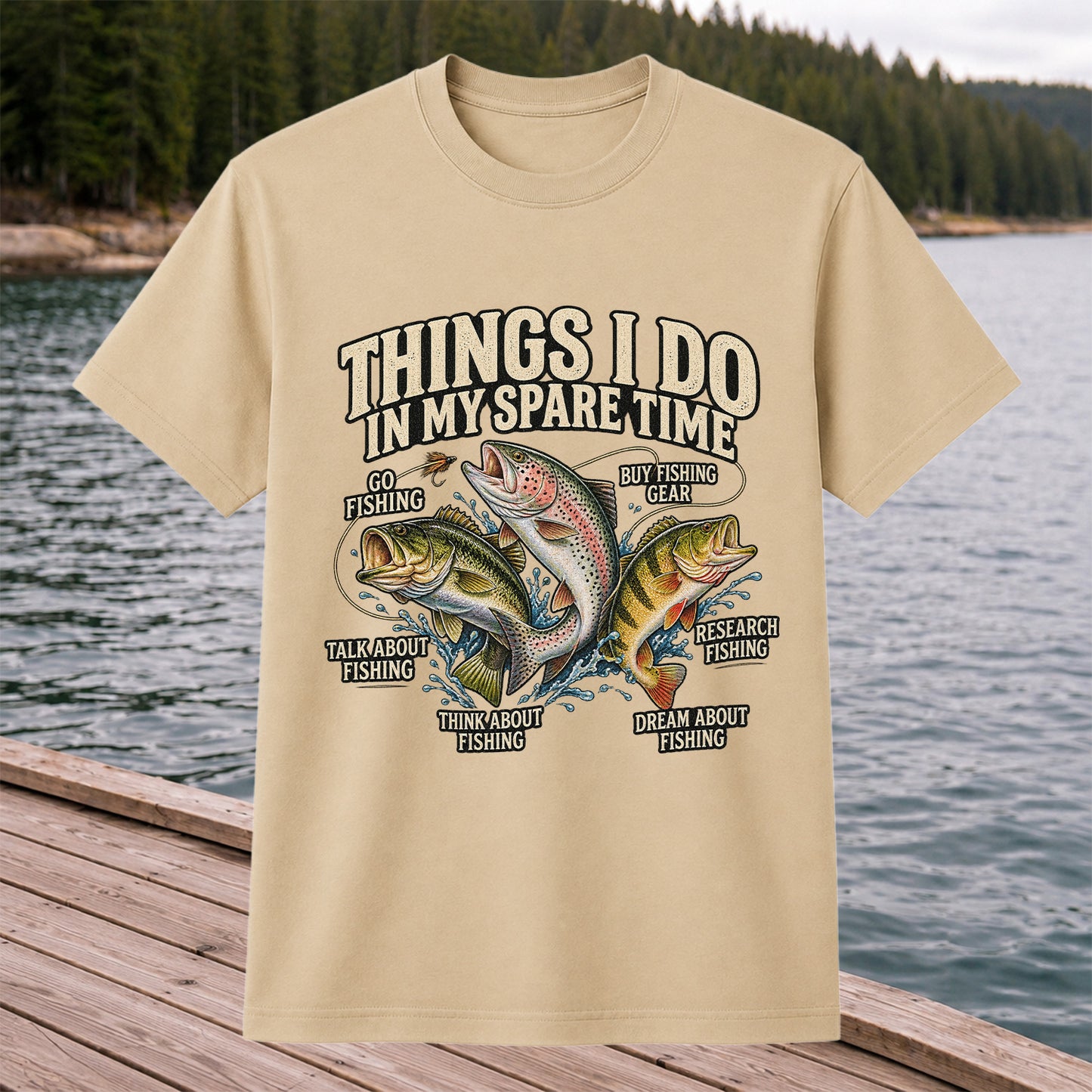 Things I Do in My Spare Time Bass, Rainbow Trout and Perch Fishing T-Shirt