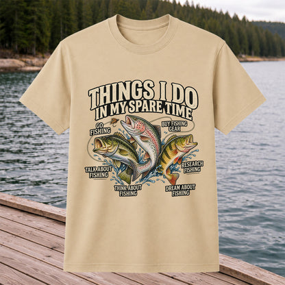 Things I Do in My Spare Time Bass, Rainbow Trout and Perch Fishing T-Shirt