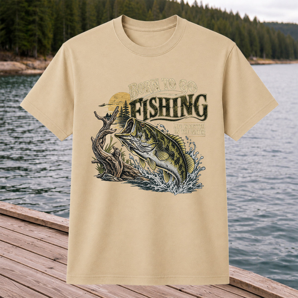 Born to Go Fishing Largemouth Bass Graphic T-Shirt