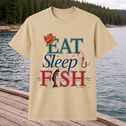 Eat Sleep Fish T-Shirt Trout Fishing Vintage Angler Tee