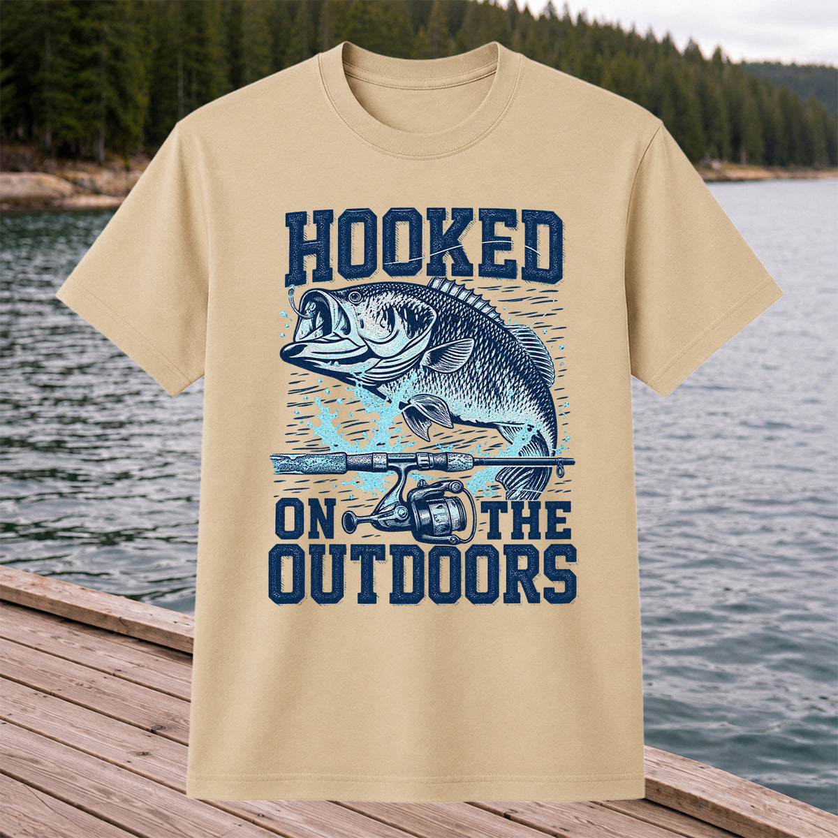 Hooked on the Outdoors Bass Fishing Graphic T-Shirt