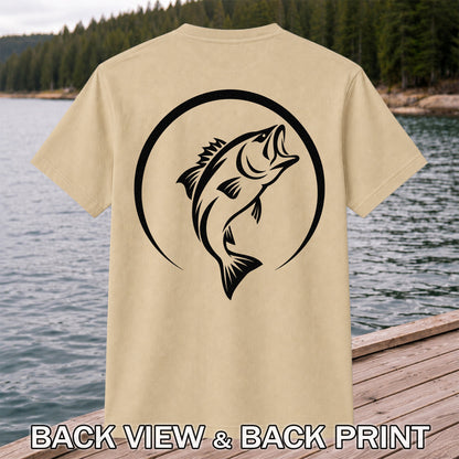 Minimalist Jumping Bass Fishing Silhouette T-Shirt | Back Print