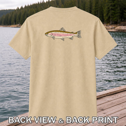 Rainbow Trout Freshwater Fishing Graphic T-Shirt | Back Print