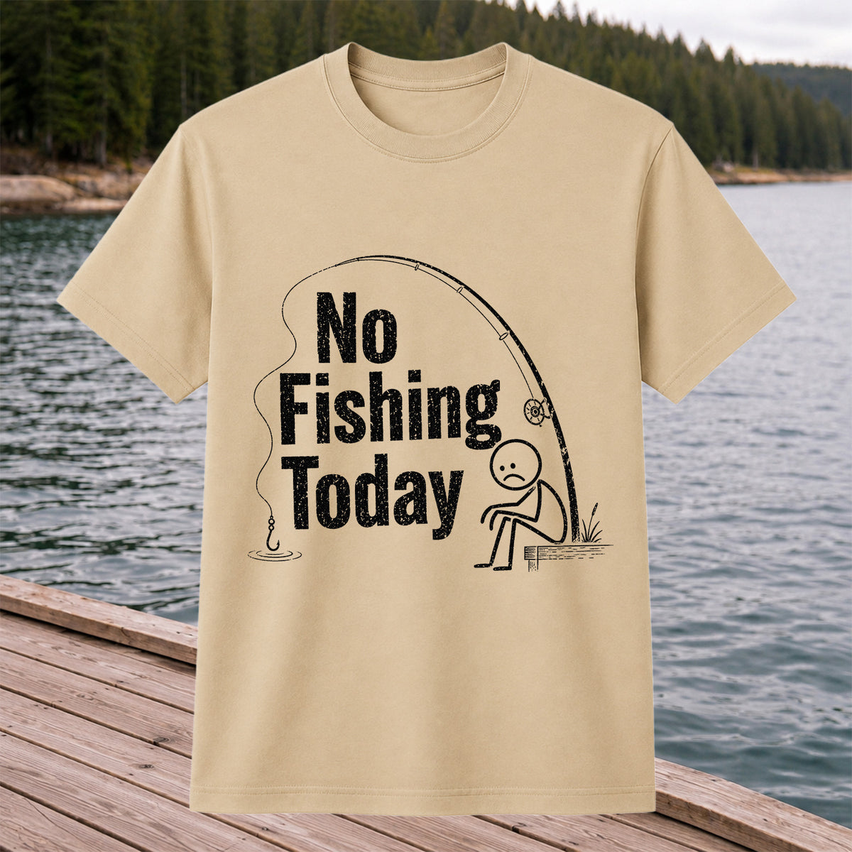 No Fishing Today Funny Sad Angler Fishing Graphic T-Shirt