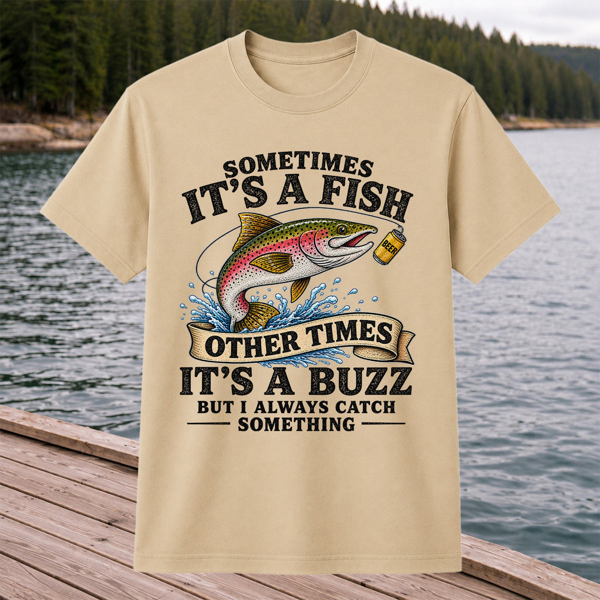 Sometimes It's a Fish Other Times It's a Buzz Rainbow Trout T-Shirt