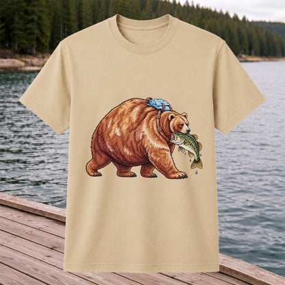 Bear Carrying Bass Fishing Wildlife Graphic T-Shirt