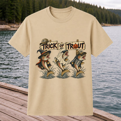 Trick or Trout Halloween Three Trout Fishing T-Shirt