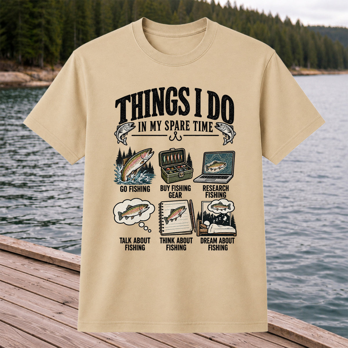 Things I Do in My Spare Time Funny Fishing Graphic T-Shirt
