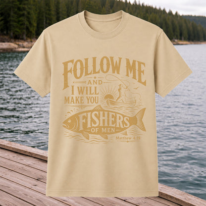 Follow Me and I Will Make You Fishers of Men Matthew 4:19 Christian Fishing T-Shirt