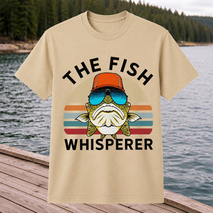 The Fish Whisperer Bass in Sunglasses Funny Fishing T-Shirt