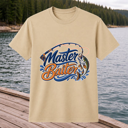 Master Baiter Funny Fishing Rod and Jumping Fish T-Shirt