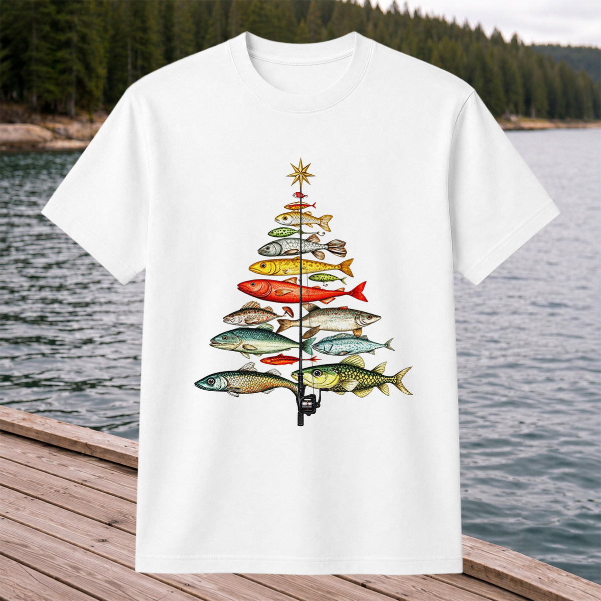Vintage Fish Collection Fishing Rod Graphic T-Shirt