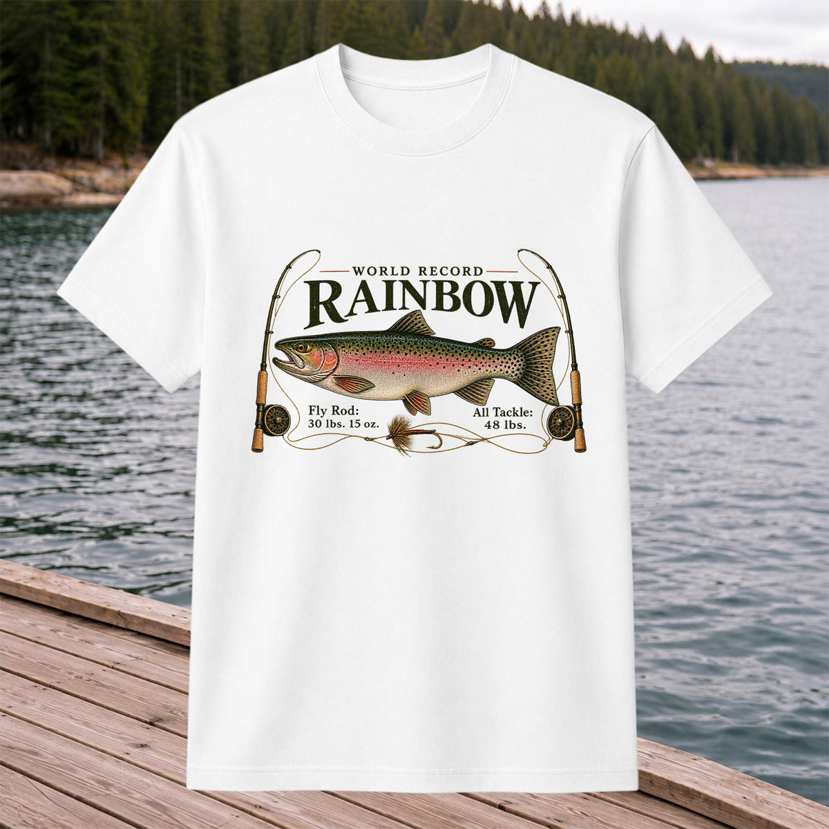 World Record Rainbow Trout Fly Fishing Graphic T-Shirt