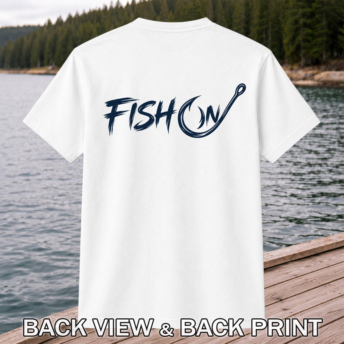 Fish On Fishing Hook Graphic T-Shirt | Back Print