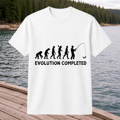 Evolution Completed Angler Silhouette Funny Fishing T-Shirt