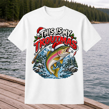 This Is My Troutmas Rainbow Trout Christmas Fishing T-Shirt