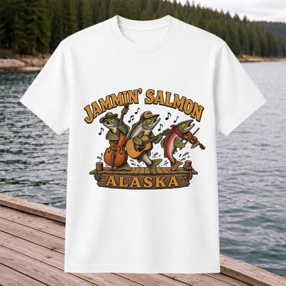 Jammin’ Salmon Alaska Fishing Band Graphic T-Shirt