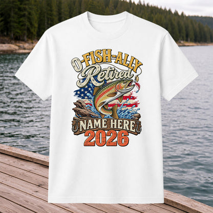 Retired Trout Fishing Patriotic Personalized Graphic T-Shirt