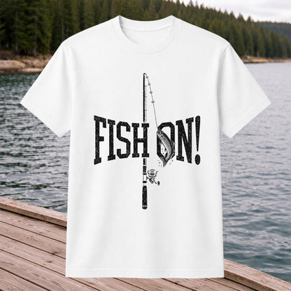 Fish On Trout and Fishing Rod Vintage Graphic T-Shirt