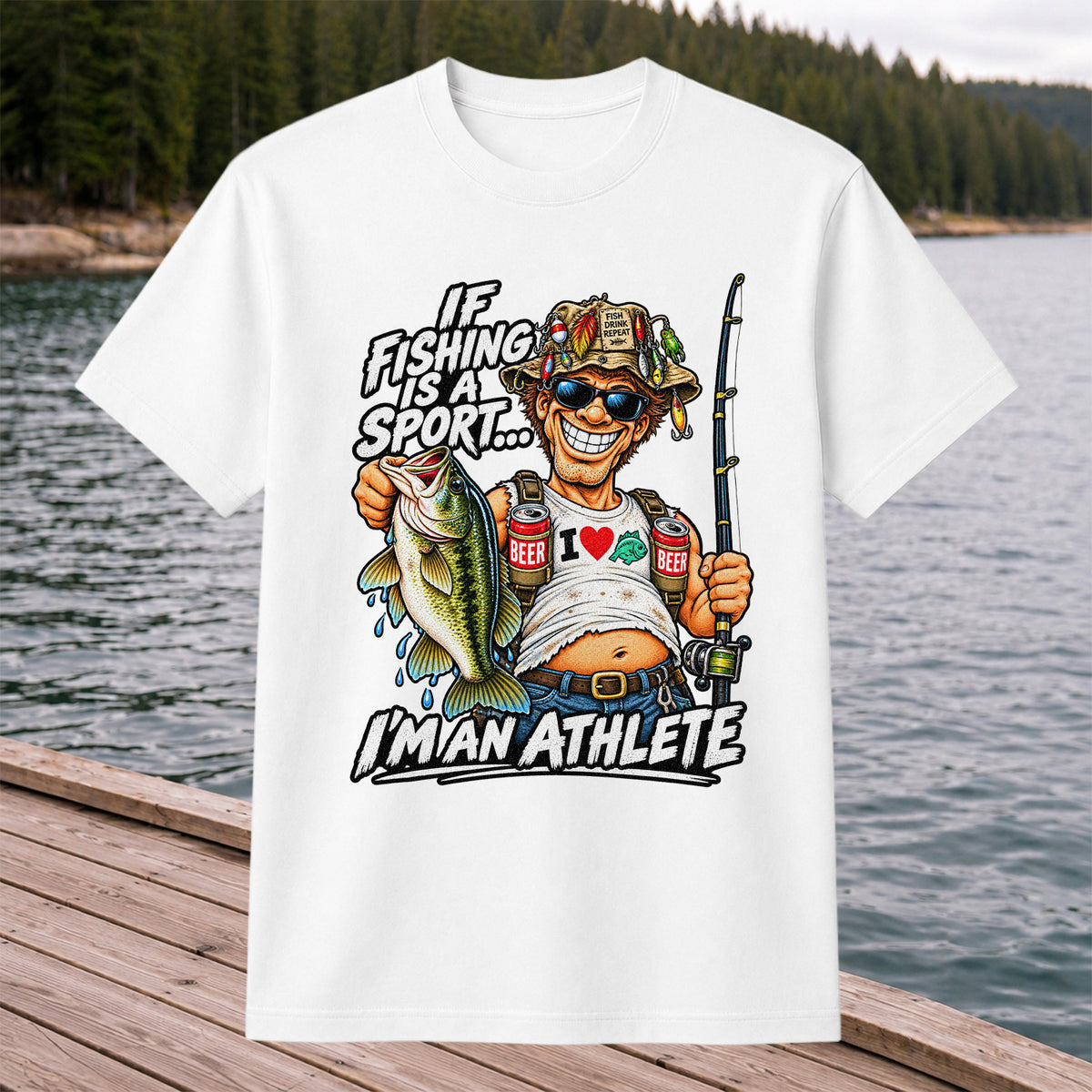If Fishing Is a Sport I'm an Athlete Funny Bass Angler T-Shirt