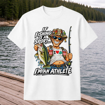 If Fishing Is a Sport I'm an Athlete Funny Bass Angler T-Shirt