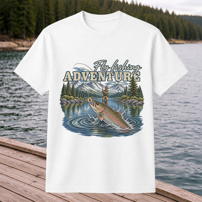 Fly Fishing Adventure Trout Mountain Lake Graphic T-Shirt
