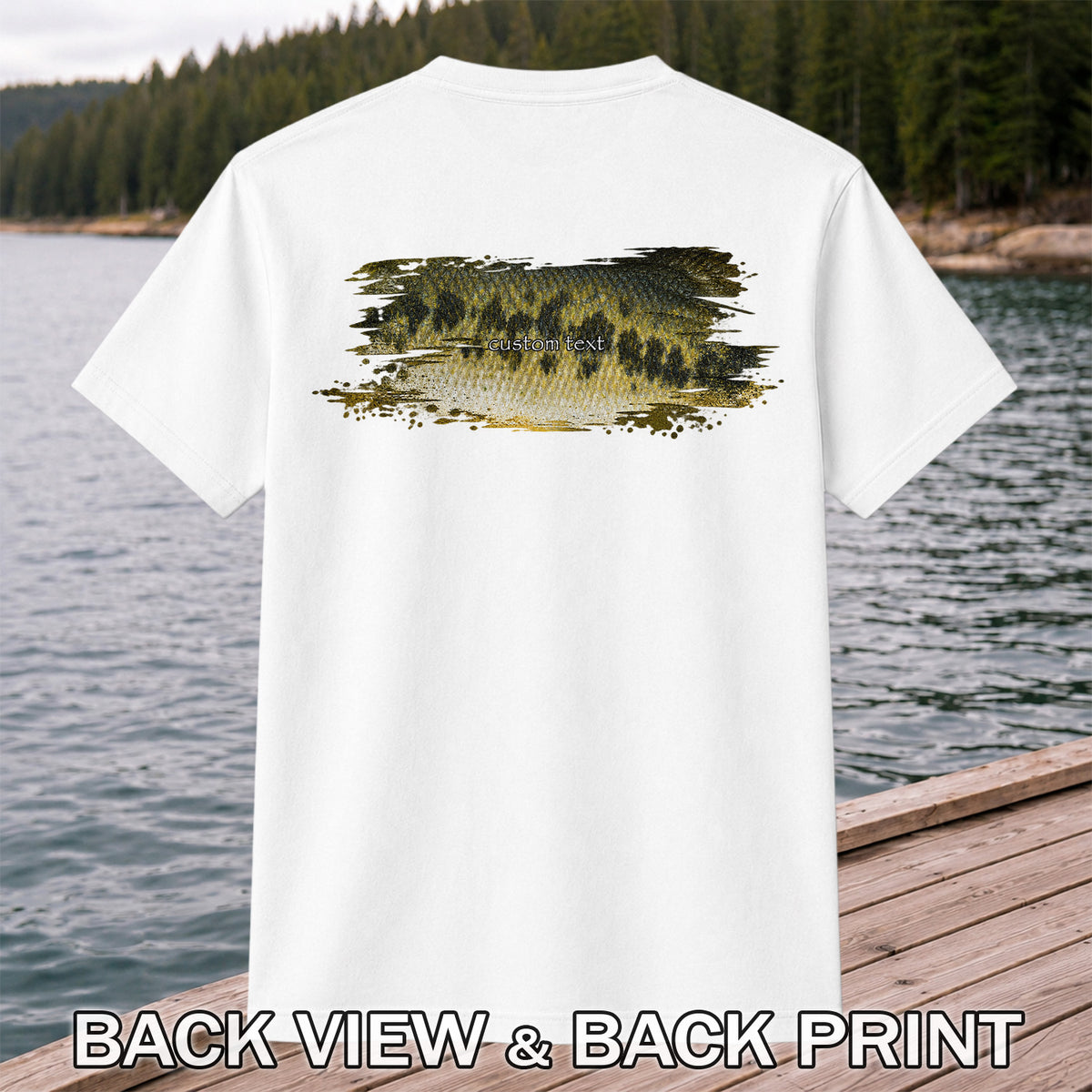 Custom Text Bass Fishing Graphic T-Shirt | Back Print