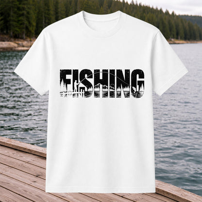Fishing Lake Angler Vintage Graphic T-Shirt