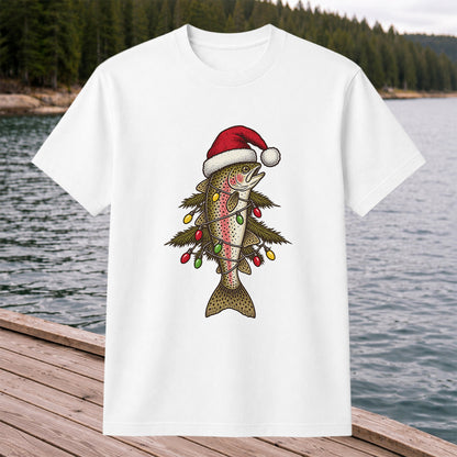 Christmas Trout Tree Fishing Graphic T-Shirt