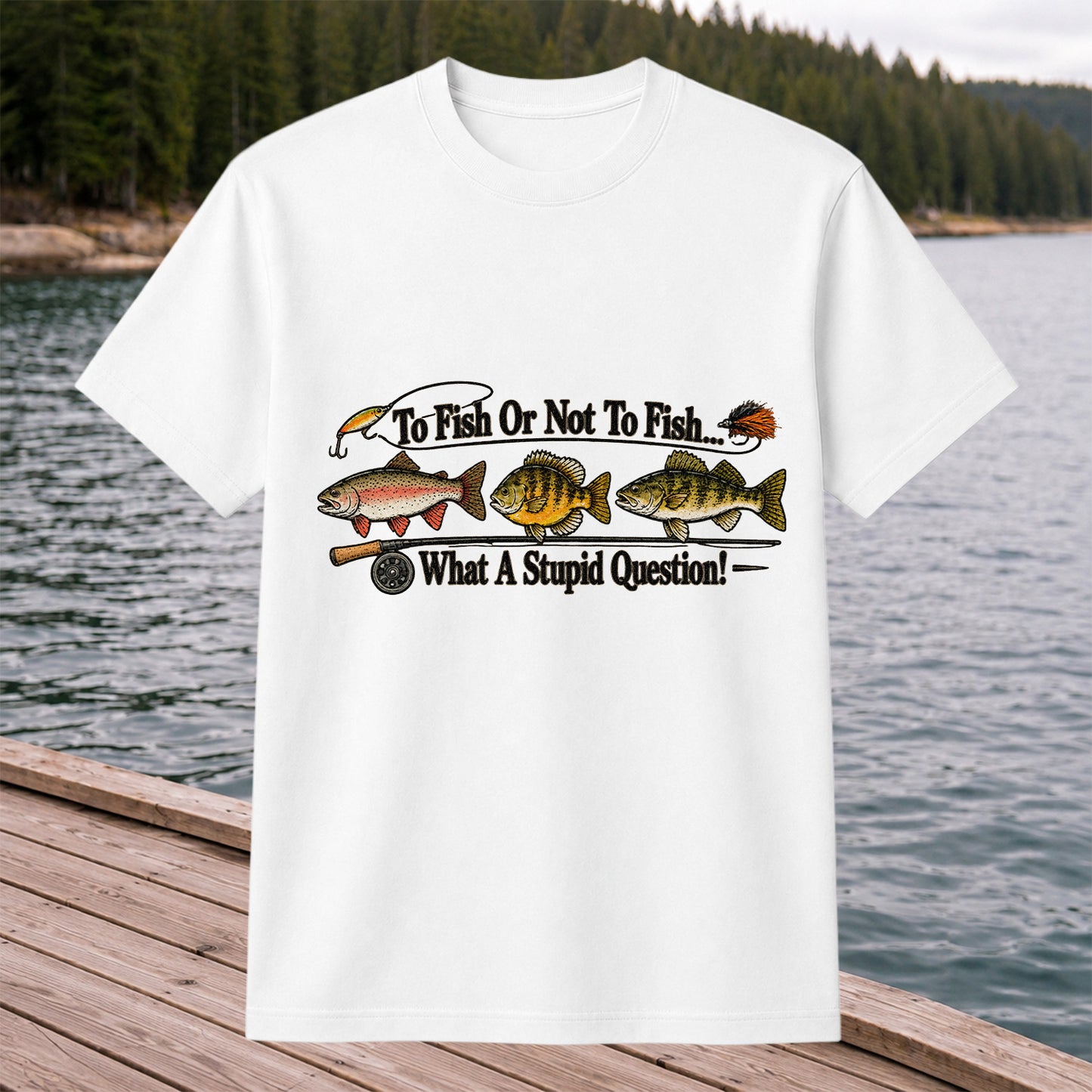 To Fish or Not to Fish What a Stupid Question Trout and Bass Fishing T-Shirt