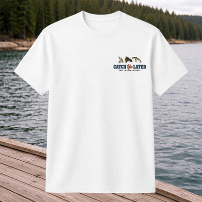 Catch Ya Later Cast Catch Repeat Minimalist Fishing T-Shirt