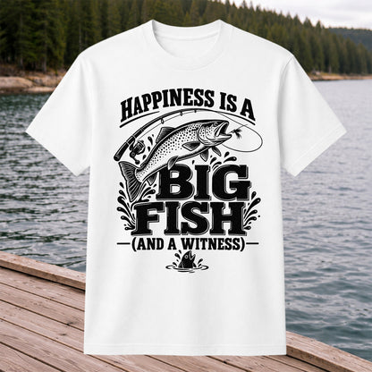 Happiness Is a Big Fish (And a Witness) Funny Trout Fishing T-Shirt
