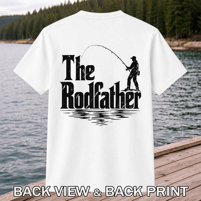 The Rodfather Funny Fishing Graphic T-Shirt | Back Print