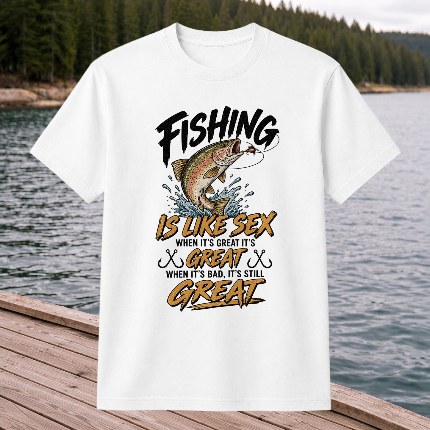 Fishing Is Like Sex Rainbow Trout Funny Fishing T-Shirt
