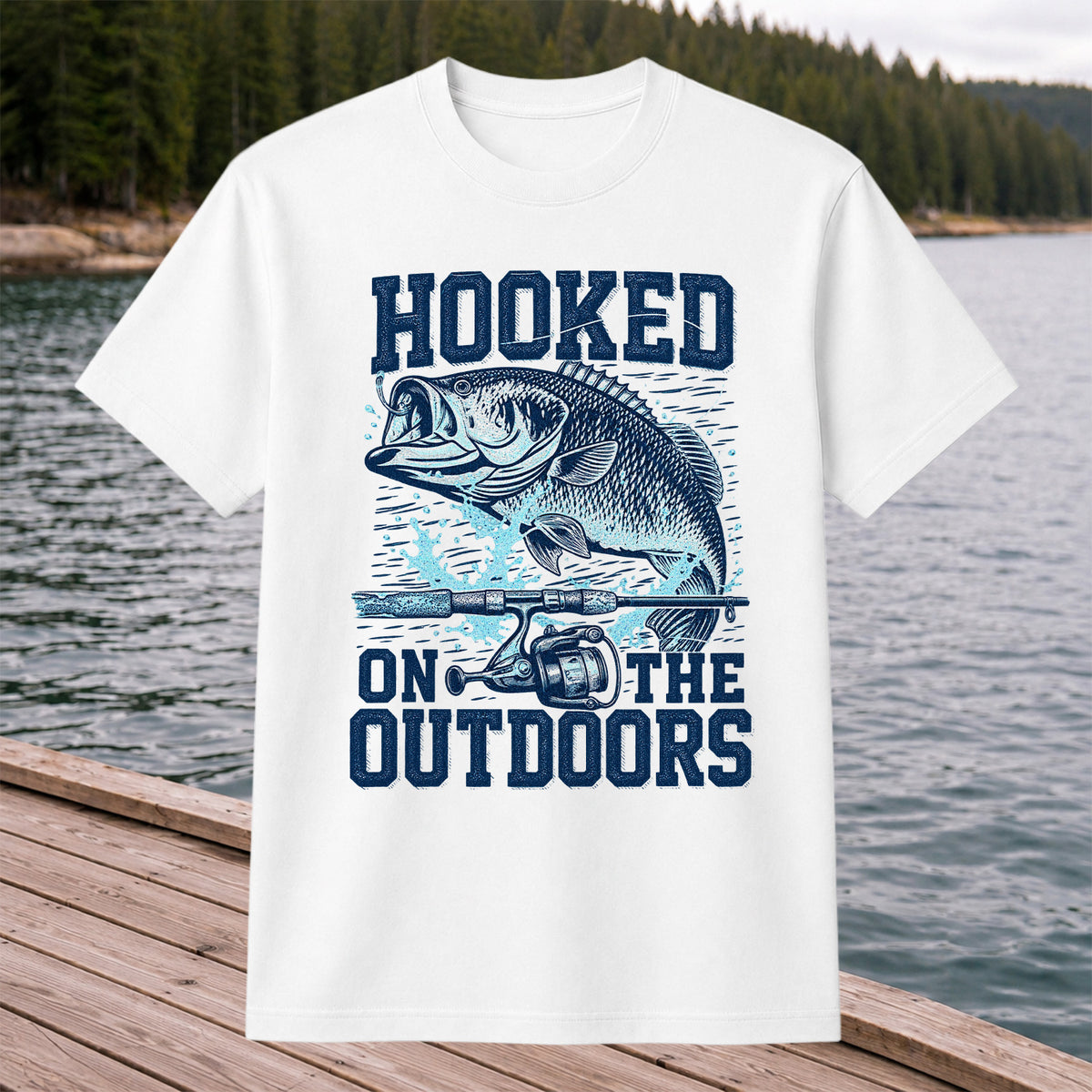 Hooked on the Outdoors Bass Fishing Graphic T-Shirt