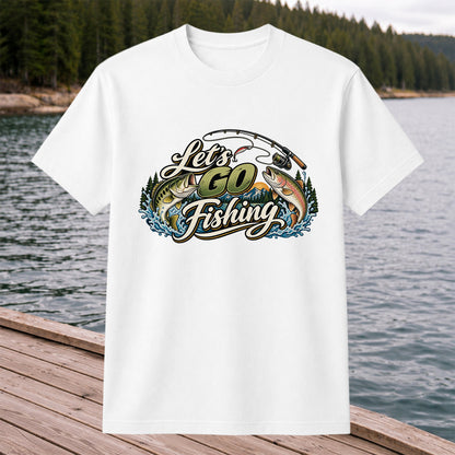 Let's Go Fishing Bass and Rainbow Trout Graphic T-Shirt
