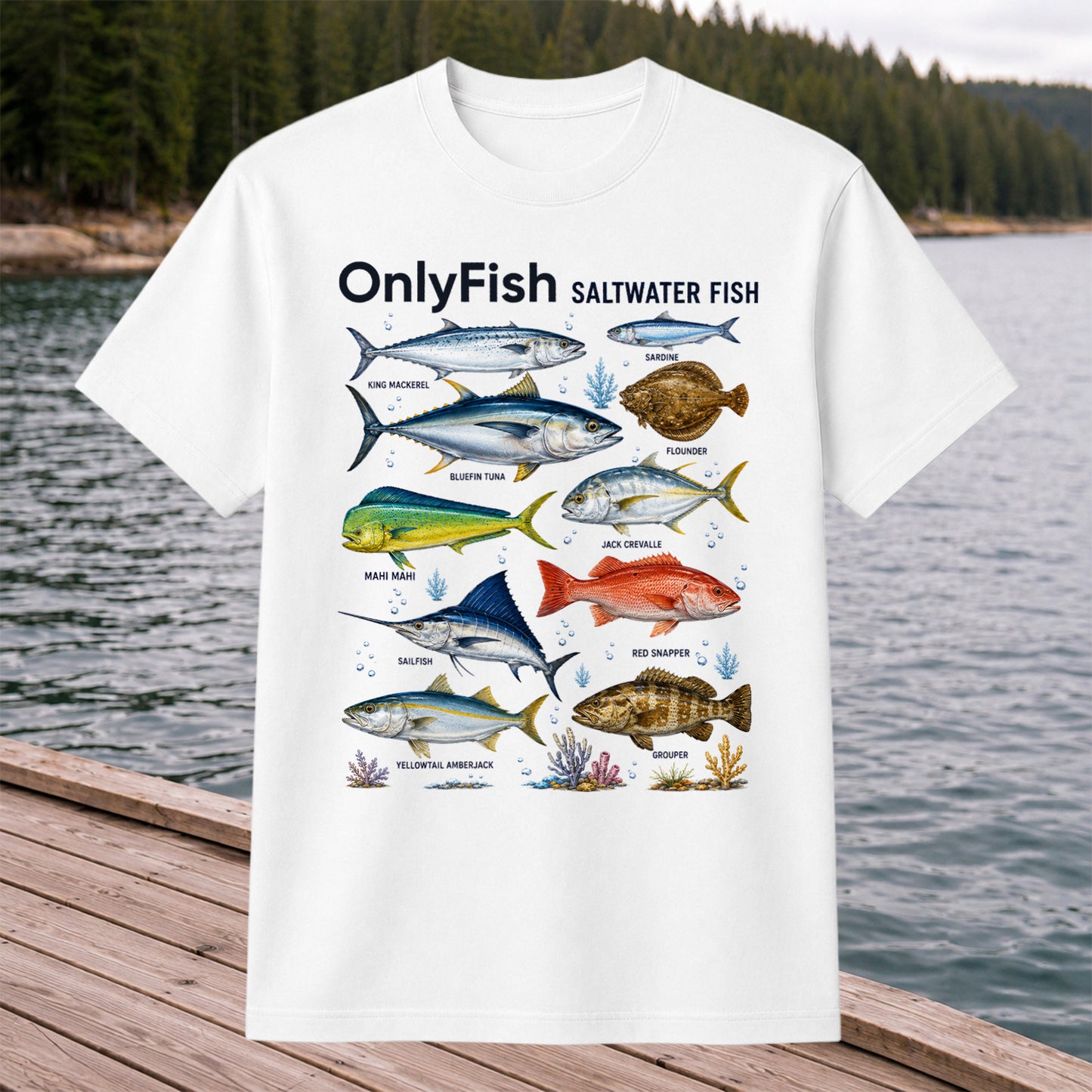 OnlyFish Saltwater Fish Identification T-Shirt