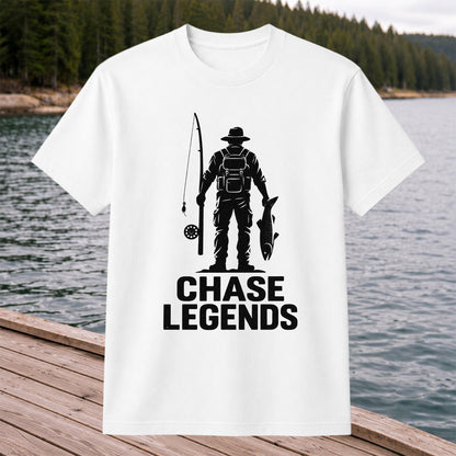 Chase Legends Fly Fishing Angler Silhouette Graphic T-Shirt