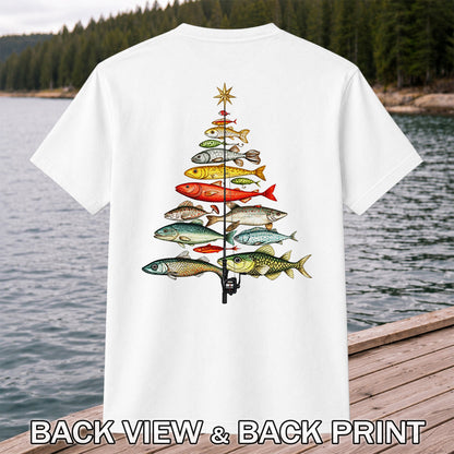 Vintage Fish Collection Fishing Rod Graphic T-Shirt | Back Print