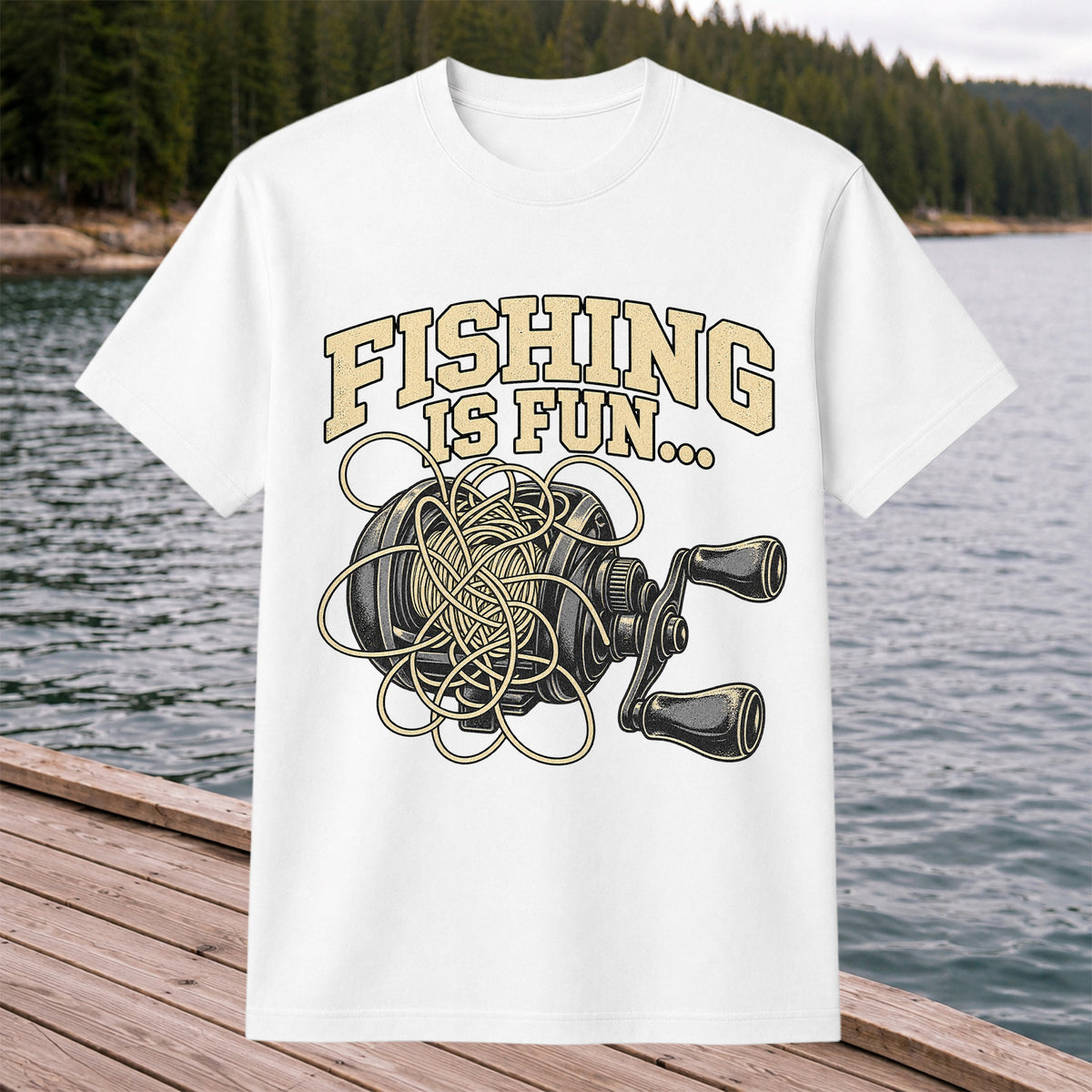 Fishing Is Fun Tangled Baitcasting Reel Funny Fishing T-Shirt