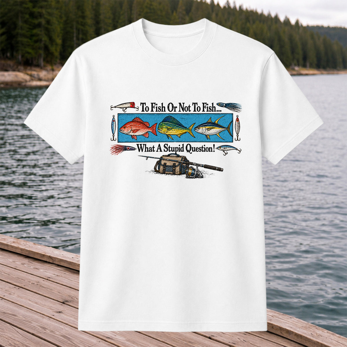 To Fish or Not to Fish... What a Stupid Question! Snapper Mahi Mahi Tuna Fishing T-Shirt