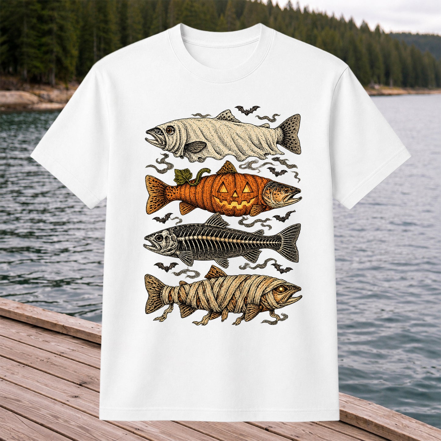 Vintage Halloween Fishing Shirt, Halloween Trout T-Shirt