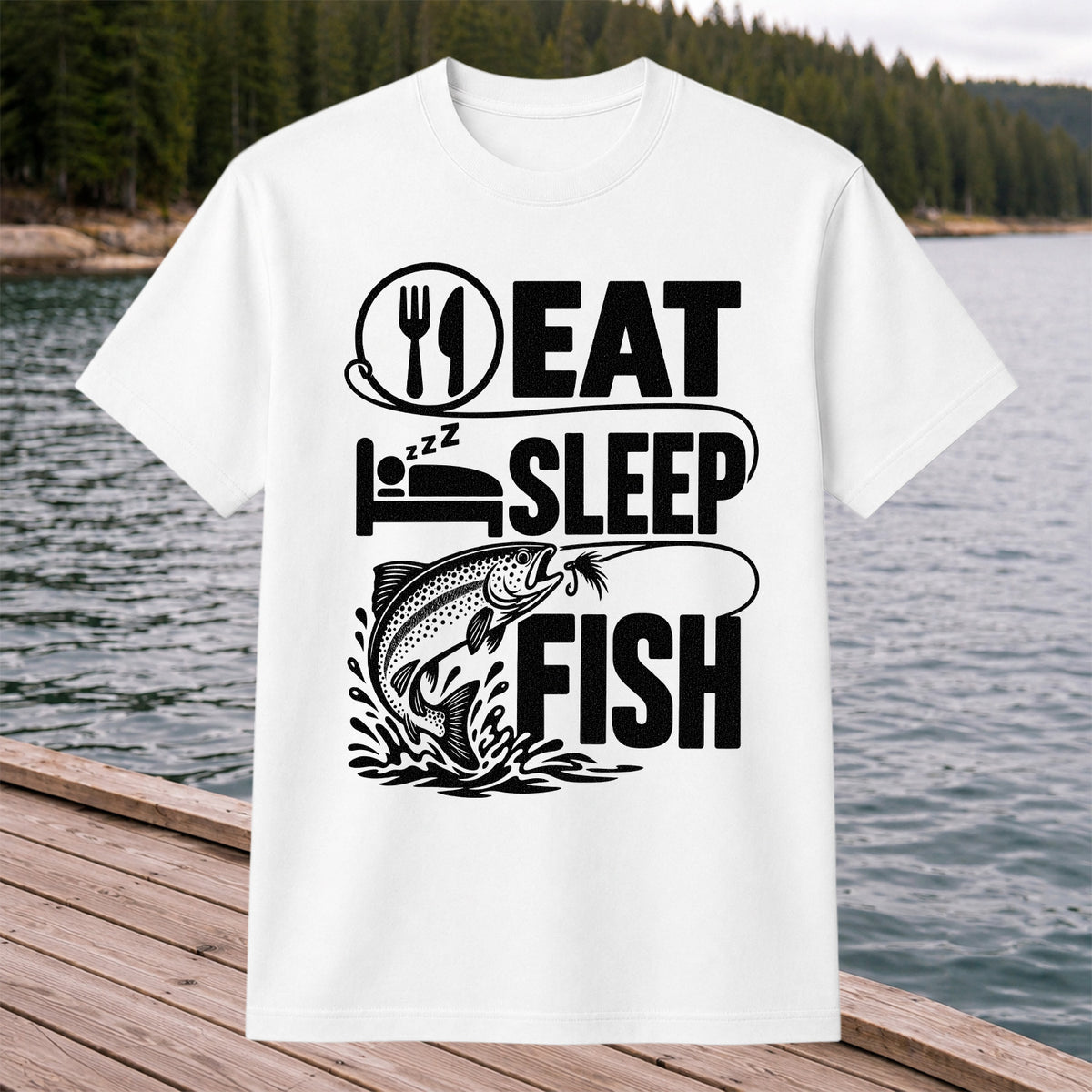 Eat Sleep Fish Trout Fly Fishing Graphic T-Shirt
